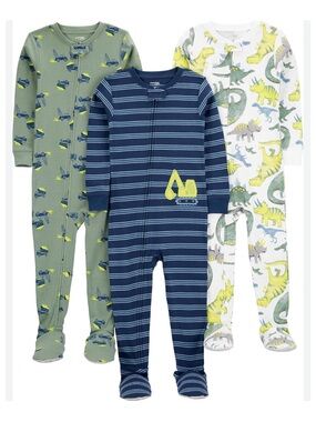 Simple Joys by Carter's, baby boys 3-pack Snug Fit Footed Cotton Pajamas, Sz 4T